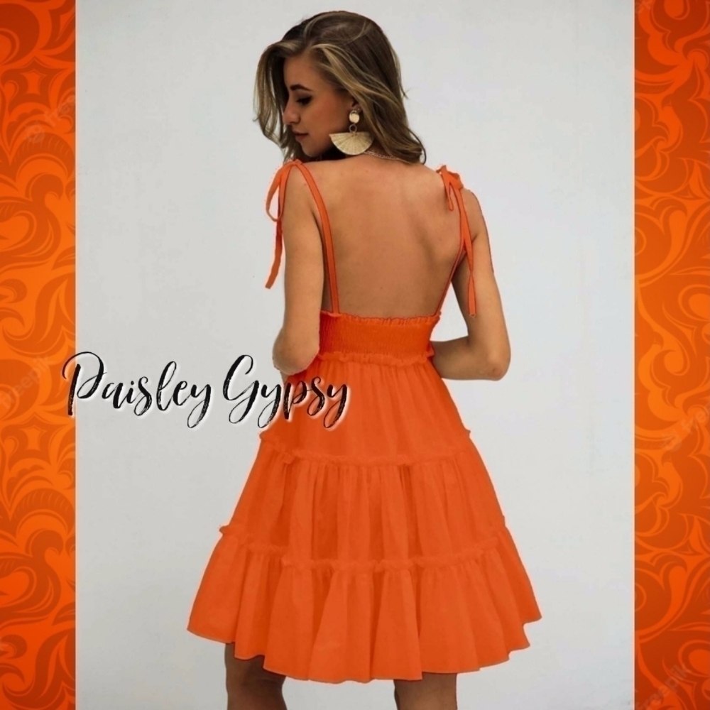 Flirty Spaghetti Strap Tiered High Waist Sun Dress - Picture 2 of 7